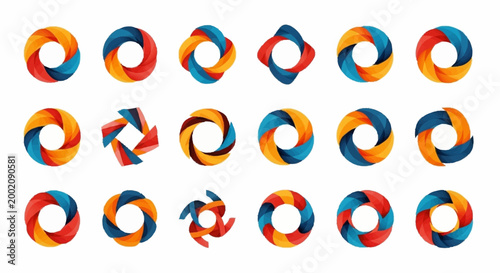 Photos Colorful Interconnected Ring Shapes Pattern.