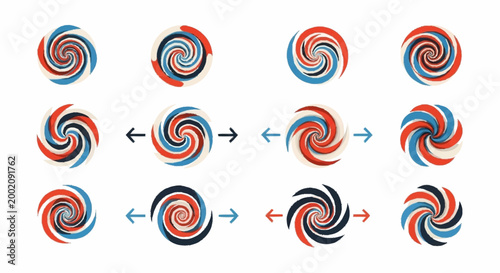 Fotografía Colorful swirling spiral shapes transform.