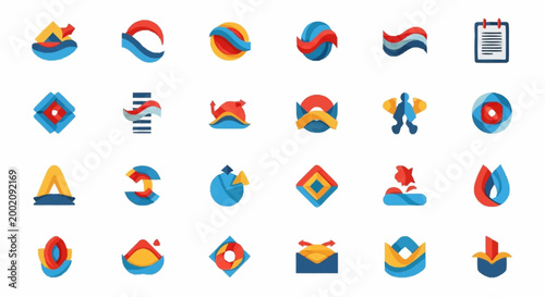 Foto Collection of various colorful geometric shapes.