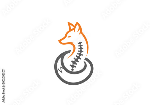 Modern fox logo integrated with human spine vertebrae column