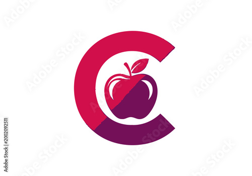 Modern letter C logo featuring a stylized apple icon