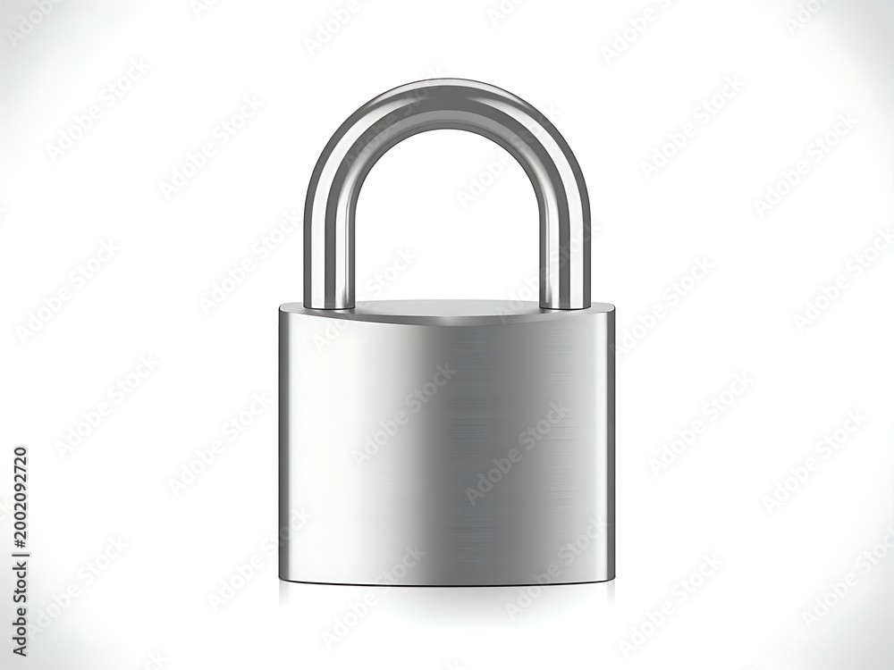 Fototapeta premium Realistic metal padlock isolated on white background