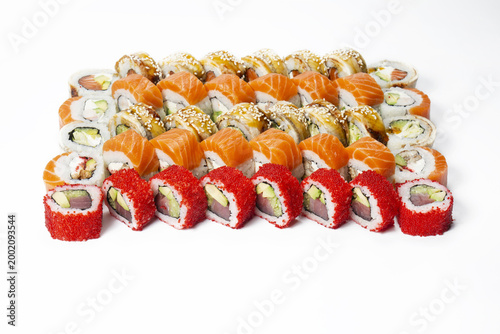 sushi on a white background