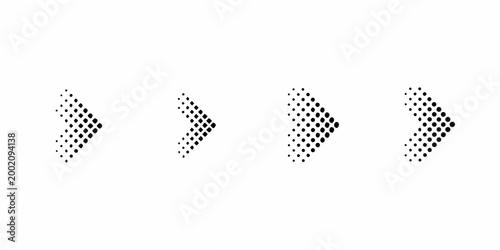 Foto Four black dotted arrows progressively increasing in density and size