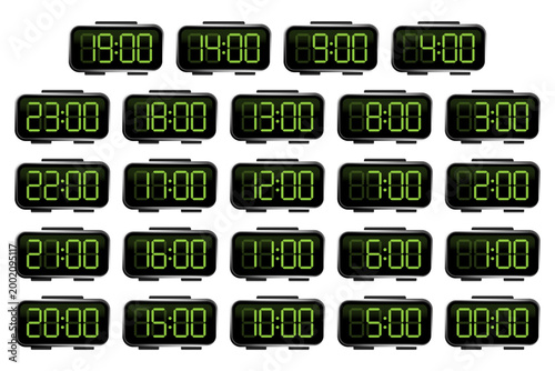 Digital clock numbers showing hours on a display vector. Ideal for countdown timers and time management user interfaces.