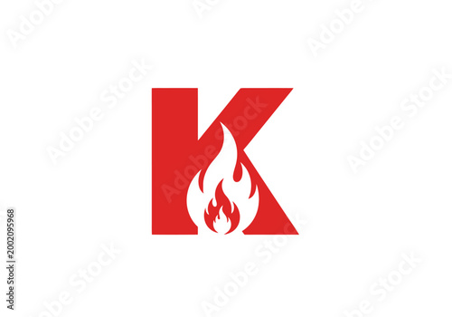 Red letter K logo with white flame icon