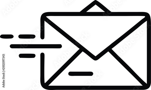 email icon with swift lines a simple black and white line drawing for messaging concepts high quality professional detailed modern elegant