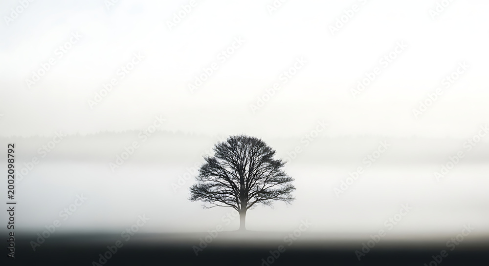 Obraz premium A lone tree standing in fog