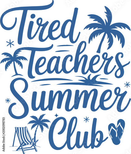  Funny Teacher Summer Break Lettering with Beach Icons