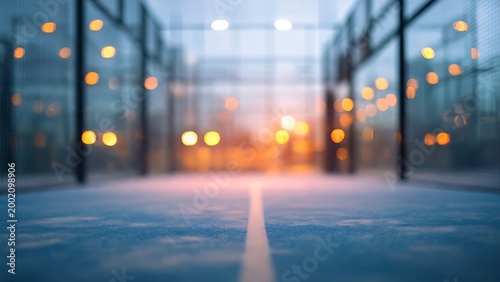 Blurred Padel Court Background with Bokeh Lights