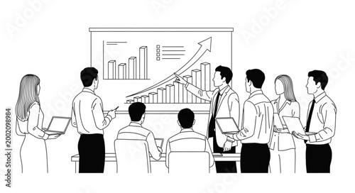 Schilderij op canvas Business professionals attend meeting with presentation and charts