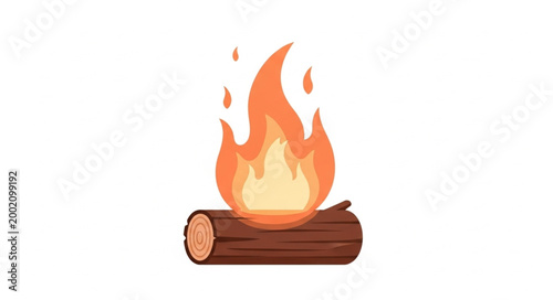 Foto Campfire burning brightly on a white background.