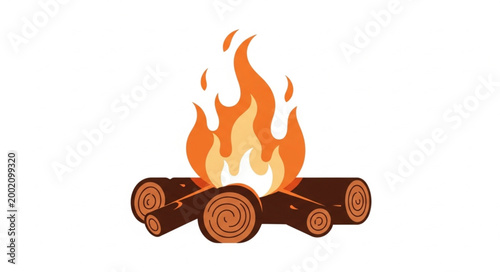 Schilderij op canvas Campfire Burning Brightly with Stacked Logs 2.