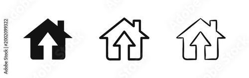 Real Estate Growth Icon - House Outline with Upward Moving Arrow