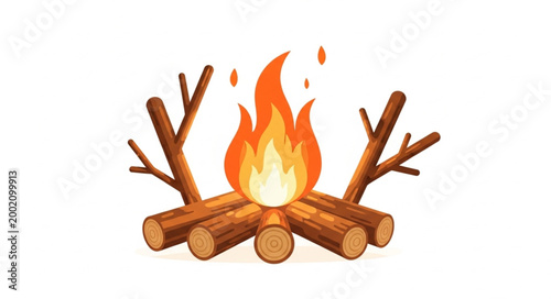 Canvas-taulu Campfire with burning logs and flames.