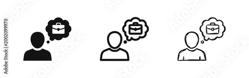 Career Aspirations and Business Thoughts Icon with Briefcase in Thought Bubble