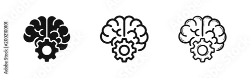 Human Brain with Gear Icon Symbolizing Logic Engineering and Mental Process