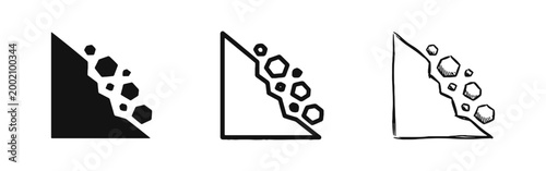 Landslide and Falling Rock Hazard Warning Icons