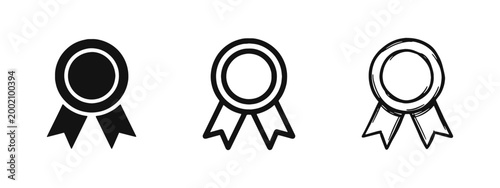Award Ribbon Medal Icons for Achievement and Recognition