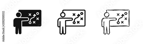 Business Strategy and Tactics Board Icon with Person Presenting
