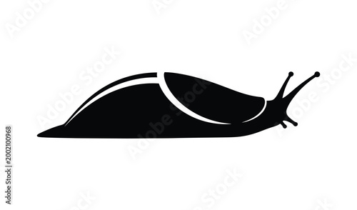 Black silhouette of a snail on, simple vector illustration