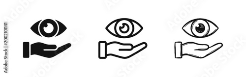 Hand Holding Eye Vision Care Icons
