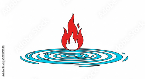 Fiery Flame Above Rippling Water Symbol.