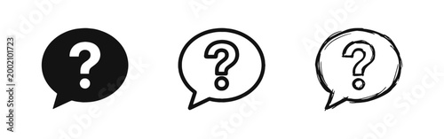 Question Mark in Speech Bubble Icon Set in Three Different Design Styles