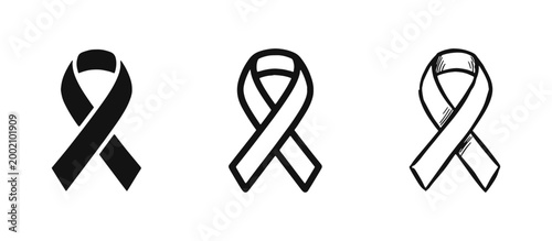 Awareness Ribbon Icon Set for Charity and Medical Support