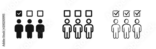 People Selection and Voting Icon Set with Checkmark Options