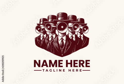 Businessmen with binoculars logo template.