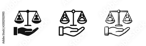 Human Rights and Justice Scale Hand Icon Set for Equality