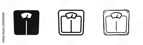 Bathroom Weight Scale Icon Set for Fitness and Health Monitoring