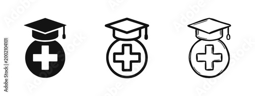 Medical Education and Healthcare Graduation Icon Set