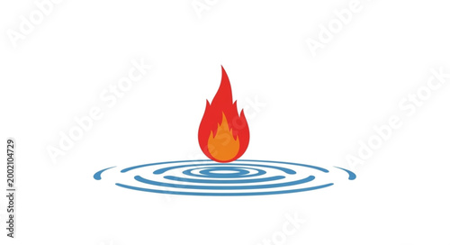 Foto Fire on water surface ripple.
