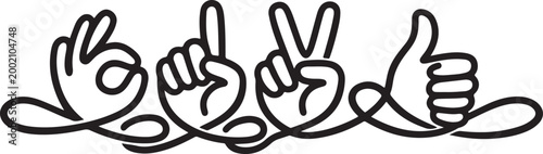 Mega vector hands gestures with comic cartoon doodle symbols and poses art
