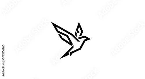Geometric abstract bird logo design flying.