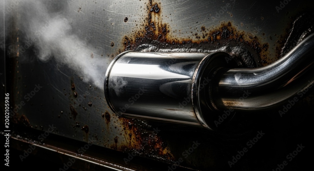 Polished Chrome 356 Exhaust Pipe Emitting Steam