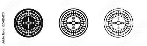 Casino Roulette Wheel Gambling and Luck Icon Set