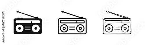 Vintage Retro Portable Radio Boombox Audio Icon