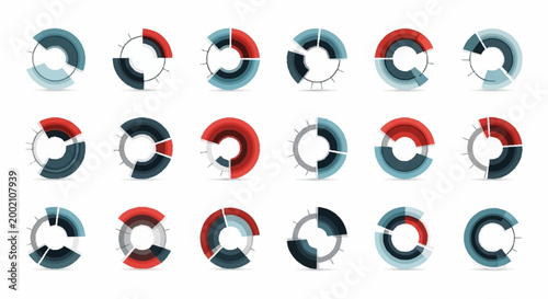 Colorful pie chart infographic elements.