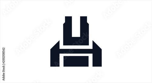 Abstract geometric black and white logo design.