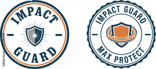 Impact Guard Protection Badge Logos with Shield Emblem for Security and Safety Branding