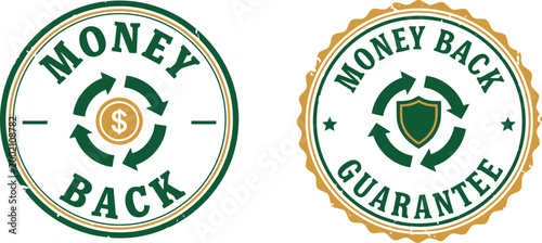 Money Back Guarantee Badge Set – Vector Icons for Refund Policy, Secure Purchase, and Customer Assurance