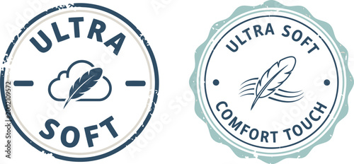 Ultra Soft Badge Labels with Feather and Cloud Icons for Comfort Product Packaging Design