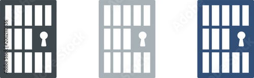 Jail icon, symbol collection, simple outline vector icons of prison cell bars and confinement symbols for law enforcement justice and security design projects.