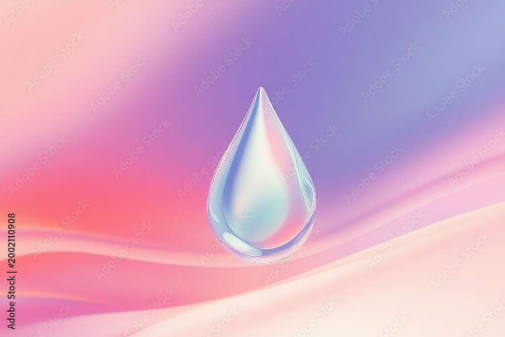Fototapeta premium Abstract water droplet and soft pastel waves representing environmental sustainability