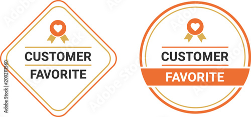 Customer Favorite Badge Icons Set – Orange Award Ribbon Labels for Best Seller and Top Rated Products