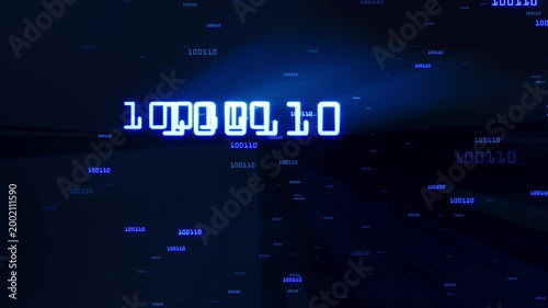 Computer database binary code on blue light background