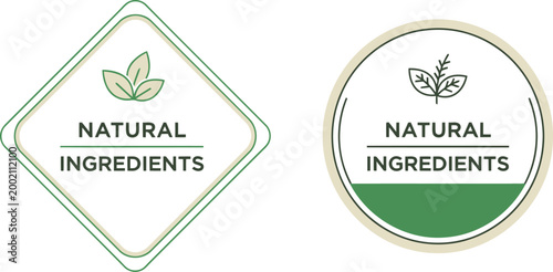 Natural Ingredients Badge Set – Eco Friendly Organic Product Labels for Packaging and Branding